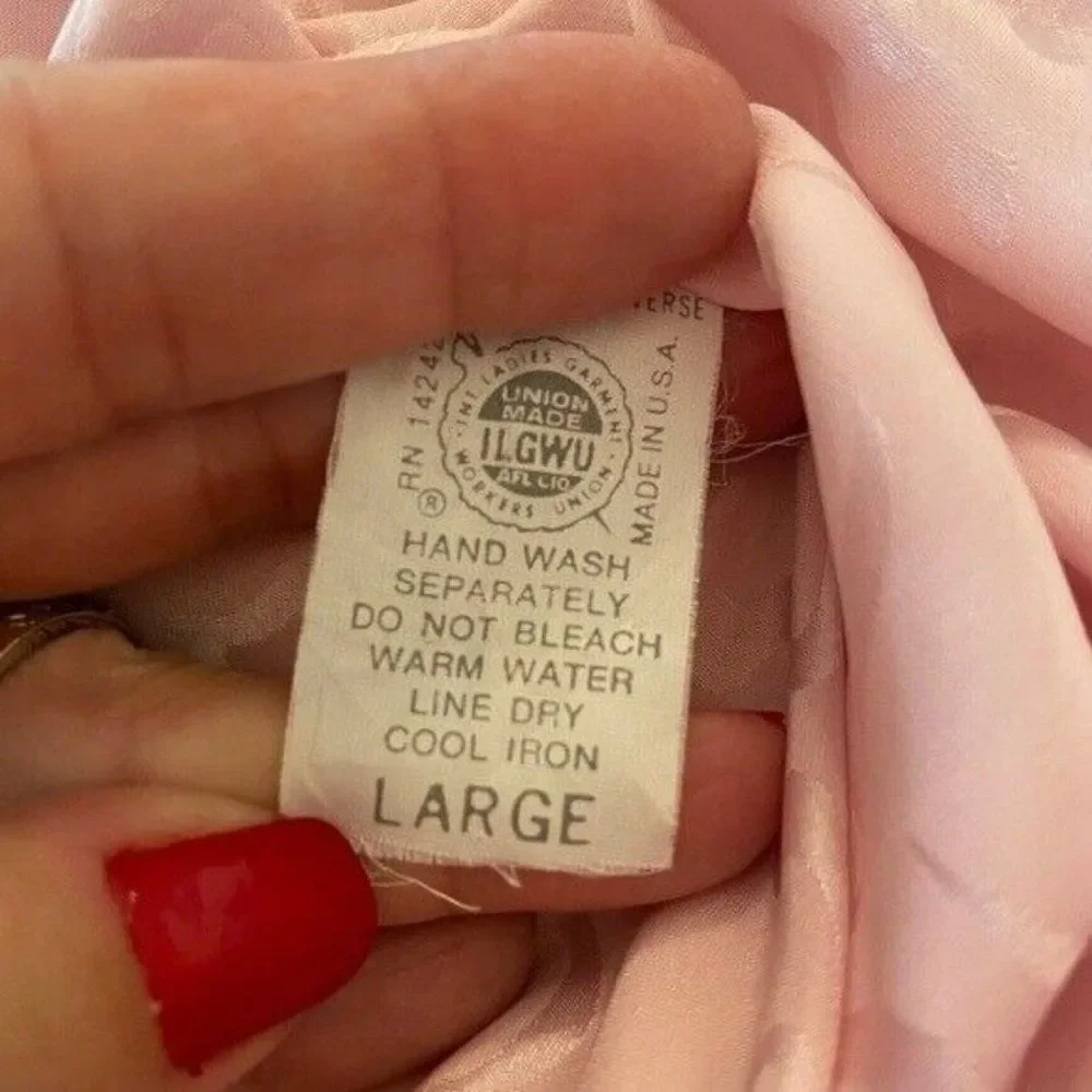 VTG Sz L DIOR *Paris Pink* Tie-Front Kimono Robe